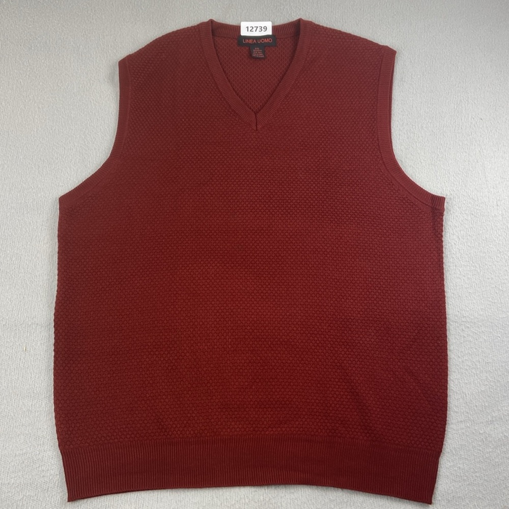 Linea Uomo 100% Acrylic Sweater Vest 2XL Burgundy - #12739